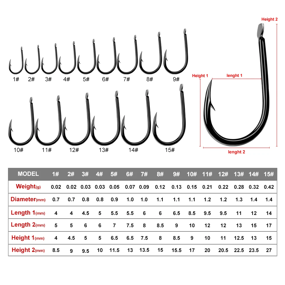 200pcs 1#-15# Single Fishing Hook Iseama Fishhook High Qulity Barbed Worm Hook Carp Fishing Gear Black Carbon Steel
200pcs 1#-15# Single Fishing Hook Iseama Fishhook High Qulity Barbed Worm Hook Carp Fishing Gear Black Carbon Steel
