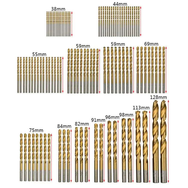 105/99pcs Twist HSS Drill Bit Set Titanium Coated 1.5mm to 10mm Power Tool For Stainless Steel Metal HSS-Co Cobalt Kit
105/99pcs Twist HSS Drill Bit Set Titanium Coated 1.5mm to 10mm Power Tool For Stainless Steel Metal HSS-Co Cobalt Kit