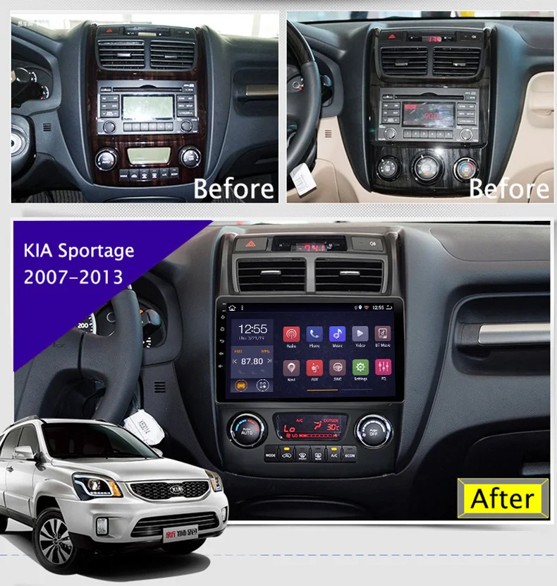 Discount 2G RAM 32G ROM 9 Inch Android 8.1 Car Dvd Gps Player For KIA Sportage 2007-2013 Radio Video Navigation 4