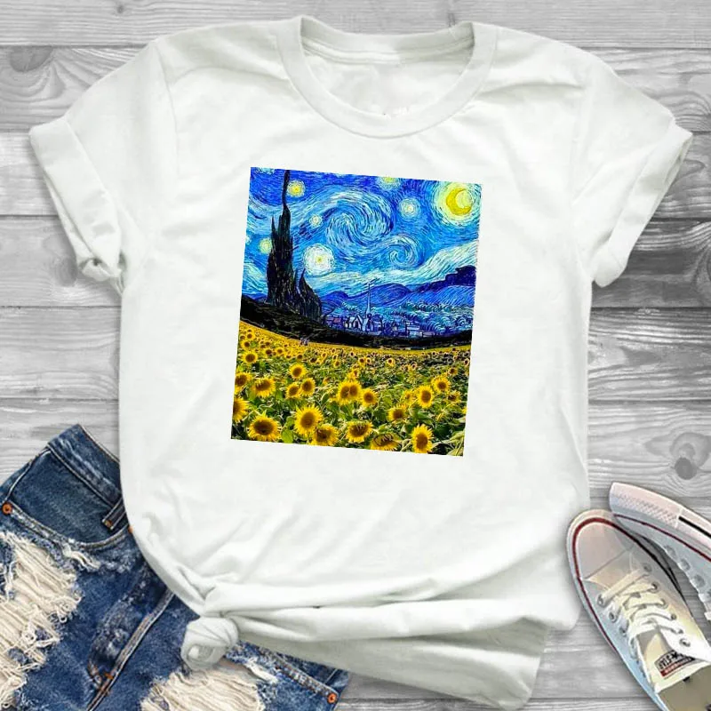 2019 Women Shirt Star Night Sunflower Painting Ladies Womens Short Sleeve Summer Female T T-shirt Graphic Printed Top Tshirt
2019 Women Shirt Star Night Sunflower Painting Ladies Womens Short Sleeve Summer Female T T-shirt Graphic Printed Top Tshirt