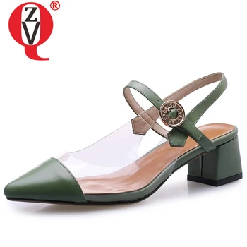 ZVQ fashion wedding genuine cow leather woman slingbacks pumps summer green 5cm med square heels women party pointed toe shoes
ZVQ fashion wedding genuine cow leather woman slingbacks pumps summer green 5cm med square heels women party pointed toe shoes
