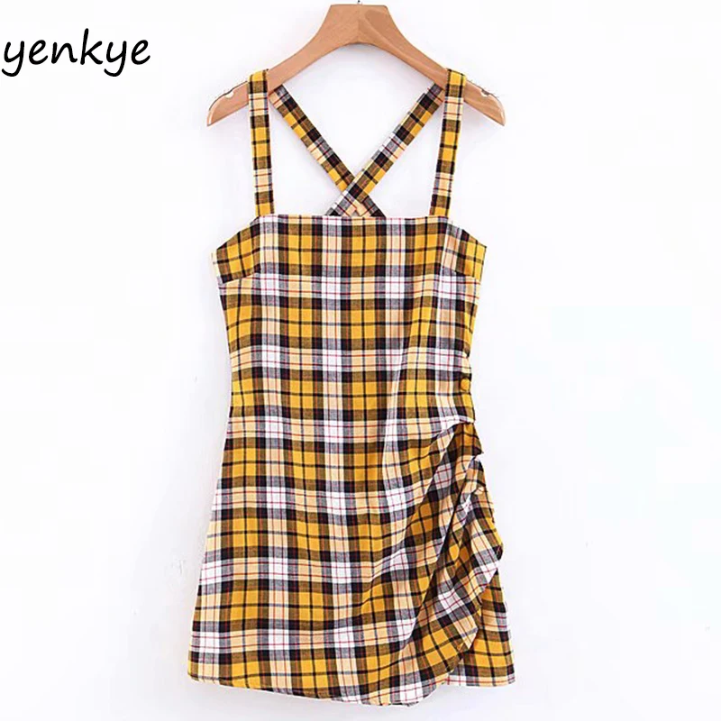 2019 Women Yellow Vintage Plaid Sling Dress Lady Sexy Back Cross Backless Sleeveless Draped Bodycon Mini Dress LJPZ8836
2019 Women Yellow Vintage Plaid Sling Dress Lady Sexy Back Cross Backless Sleeveless Draped Bodycon Mini Dress LJPZ8836
