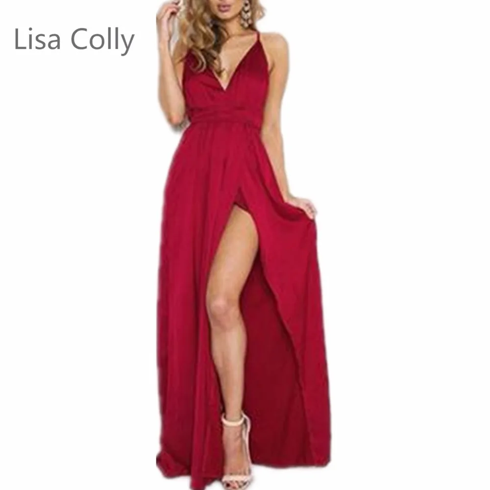 

Lisa Colly Boho style Sexy long Beach dress women Sleeveless summer dresses Vintage chiffon maxi dress Bandage Party Dresses