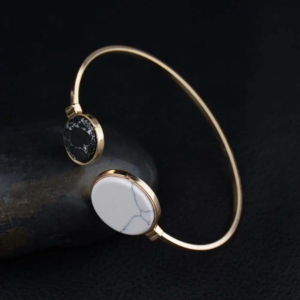 Gold Color 2018 New Fashion Hot Trendy Round Black White Green stone Marbleized Stone Charm Cuff Bangle Bracelet for Women Gift
Gold Color 2018 New Fashion Hot Trendy Round Black White Green stone Marbleized Stone Charm Cuff Bangle Bracelet for Women Gift