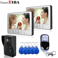 SmartYIBA Video Doorbell 7''Inch Monitor Wired Video Door Intercom Door Phone System RFID Access Camera 2 Monitor 1 Camera image