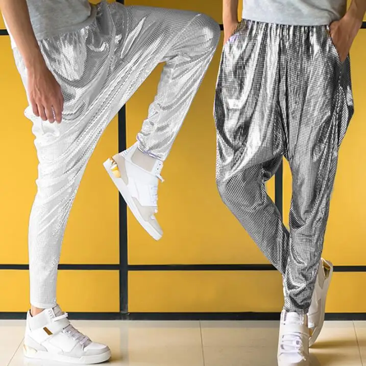 Stage personality mens pants Hip hop Metal color Hot stamping harem pant men trousers singer dance rock street star style
Stage personality mens pants Hip hop Metal color Hot stamping harem pant men trousers singer dance rock street star style