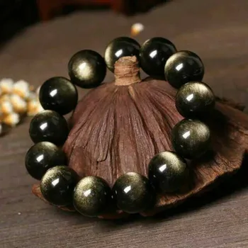 14mm Wholesale Black Natural Stone Gold Obsidian Round Beads Bracelets For Women Men Charm Elastic Powerful Stretch jewelry
14mm Wholesale Black Natural Stone Gold Obsidian Round Beads Bracelets For Women Men Charm Elastic Powerful Stretch jewelry