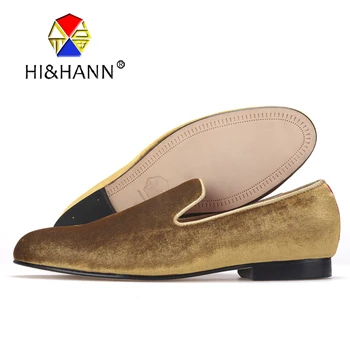 HI&HANN Classic and Handcrafted smoking slippers men luxurious gold velvet shoes with Genuine leather outsole Prom men loafers
HI&HANN Classic and Handcrafted smoking slippers men luxurious gold velvet shoes with Genuine leather outsole Prom men loafers