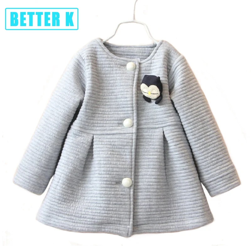Image 2015 Autumn Children Jackets Baby Little Penguin Single Breasted Child Coat Girl Outerwear Jackets For Girls Bow Girl Clothes