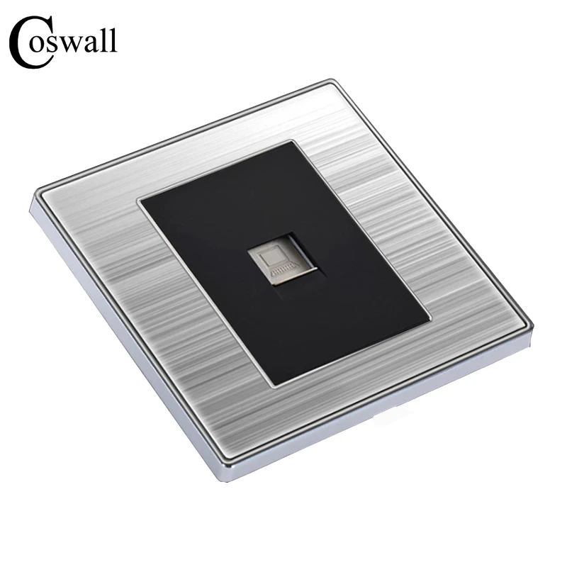 COSWALL Luxury Wall Single Internet Socket Power Computer Outlet Enchufe Stainless Steel Brushed Silver Panel RJ45 Plug Soquete
COSWALL Luxury Wall Single Internet Socket Power Computer Outlet Enchufe Stainless Steel Brushed Silver Panel RJ45 Plug Soquete
