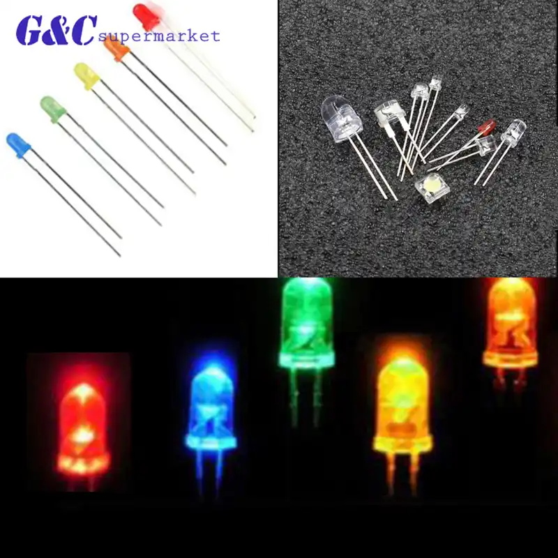 100PCS 5mm Round Green Water Clear LED Light Diodes Kit