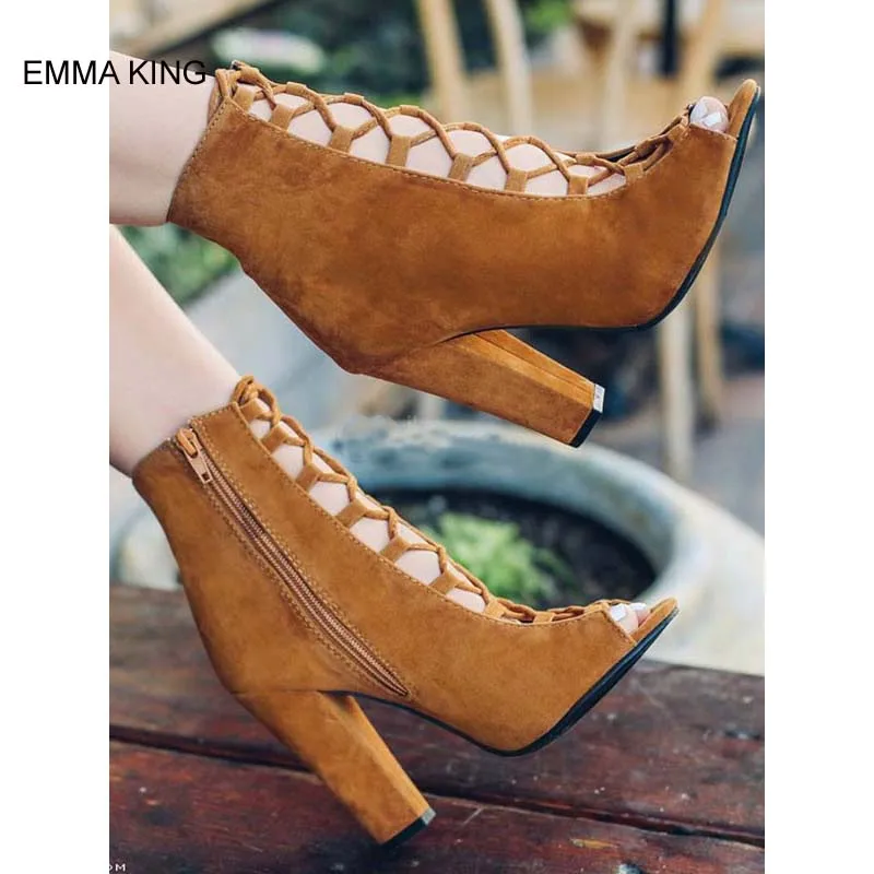 EMMA KING Cross Tied Ankle Boots Women Peep Toe Side Zipper Chunky High Heels Mujer Autumn Shoes Khaki Summer Booties Modern
EMMA KING Cross Tied Ankle Boots Women Peep Toe Side Zipper Chunky High Heels Mujer Autumn Shoes Khaki Summer Booties Modern