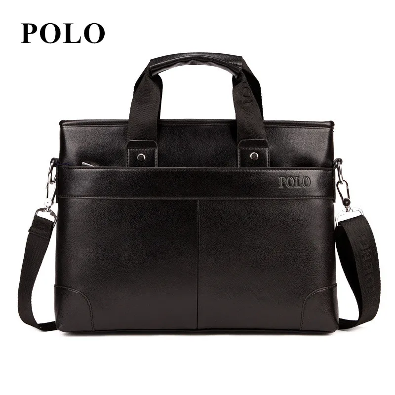 Image 2016 POLO Men Casual Briefcase Business Shoulder Bag pu Leather Messenger Bags Computer Laptop Handbag Bag Men s Travel Bags