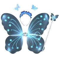 3Pcs/set Princess Kids Baby Girls Butterfly Wing Wand Headband Fairy Festive Party Supplies Costume Accessories image