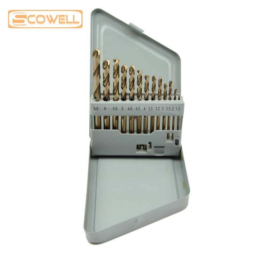 SCOWELL 13 PCS High Speed Steel Cobalt 5% Twist Drill Bits Split Tip Stainless Steel Jobber Drilling Bit 1.5mm to 6.5mm DIY Tool
SCOWELL 13 PCS High Speed Steel Cobalt 5% Twist Drill Bits Split Tip Stainless Steel Jobber Drilling Bit 1.5mm to 6.5mm DIY Tool