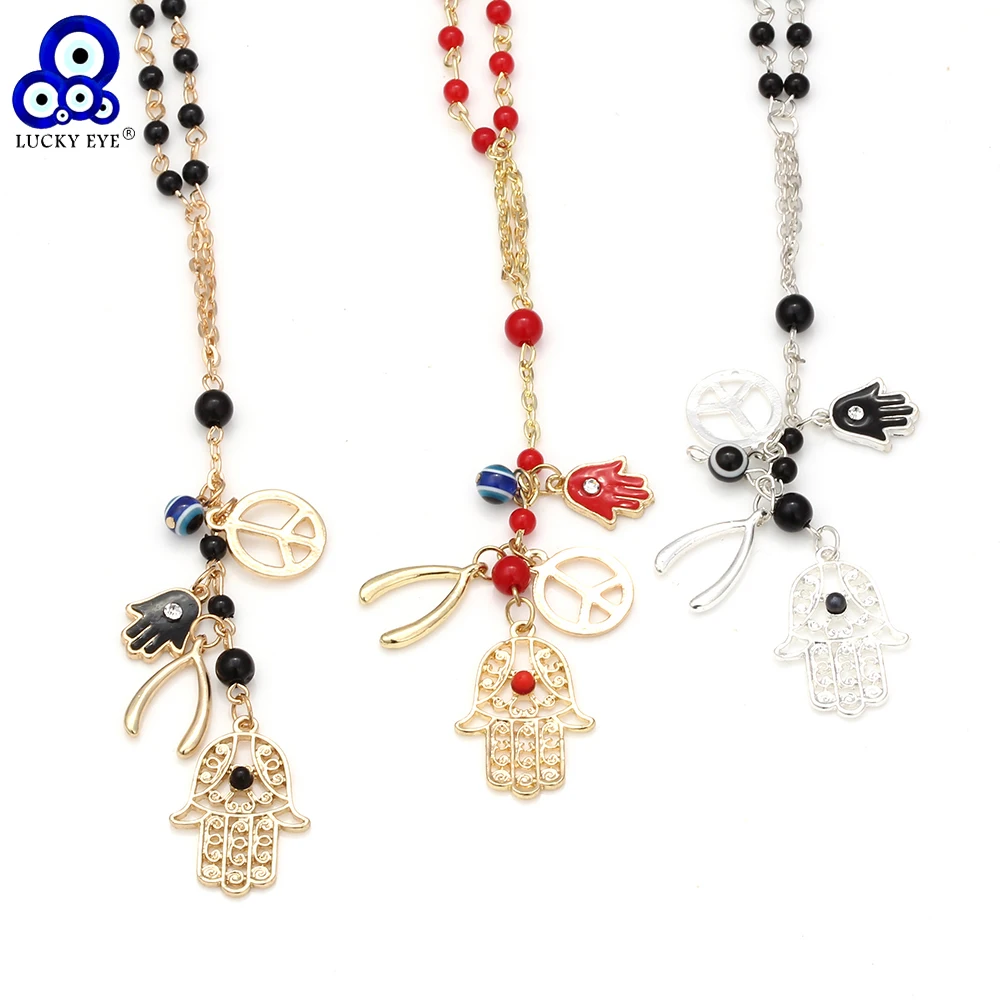 Lucky Eye Fatima Evil Eye Hamsa Pendant Necklace Beaded Chain Necklace For Women Girl Jewelry EY131
Lucky Eye Fatima Evil Eye Hamsa Pendant Necklace Beaded Chain Necklace For Women Girl Jewelry EY131