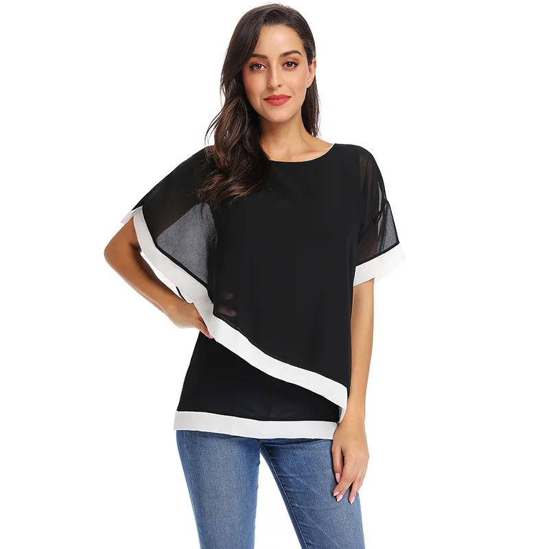 Pregnant Women Blusas Bat Sleeve Stitching Irregular Chiffon Shirts Maternity Clothes Spring Fall Blouse Women's Clothing 3