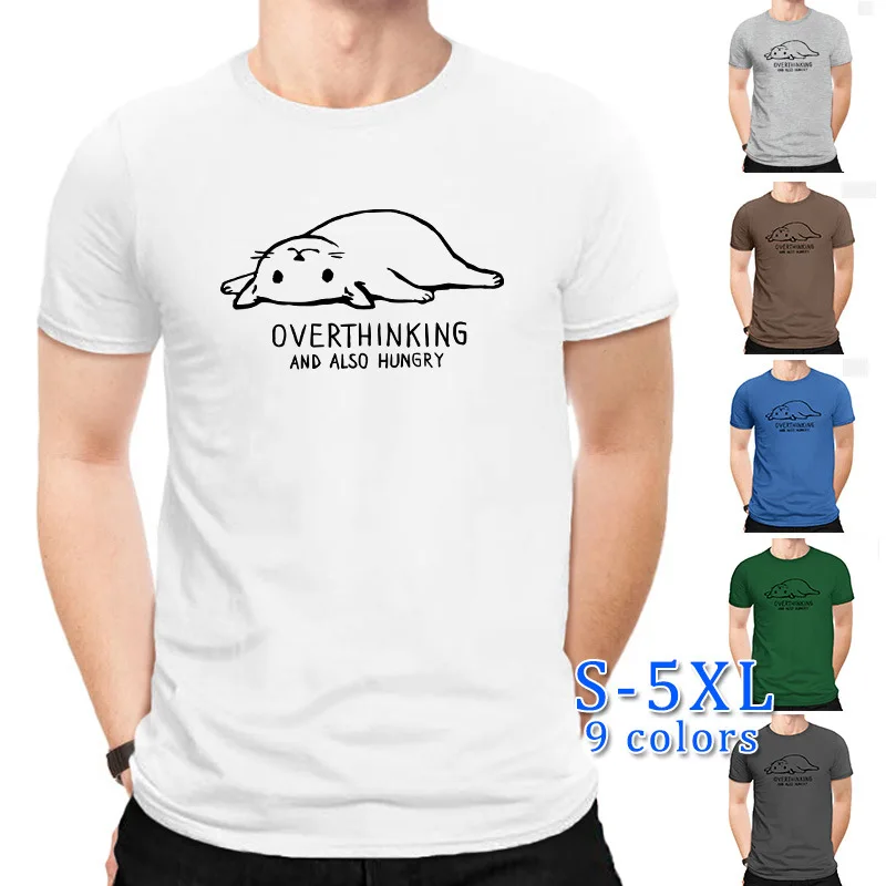 OVERTHINKING AND ALSO HUNGRY funny creative loose loose lazy cat short-sleeved large size men's T-shirt pure cotton
OVERTHINKING AND ALSO HUNGRY funny creative loose loose lazy cat short-sleeved large size men's T-shirt pure cotton