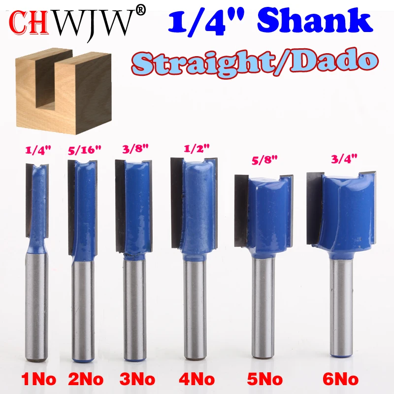6PC 1/4" Shank high quality Straight/Dado Router Bit Set 1/4, 5/16, 3/8, 1/2, 5/8, 3/4 Diameter Wood Cutting Tool - Chwjw
6PC 1/4" Shank high quality Straight/Dado Router Bit Set 1/4, 5/16, 3/8, 1/2, 5/8, 3/4 Diameter Wood Cutting Tool - Chwjw