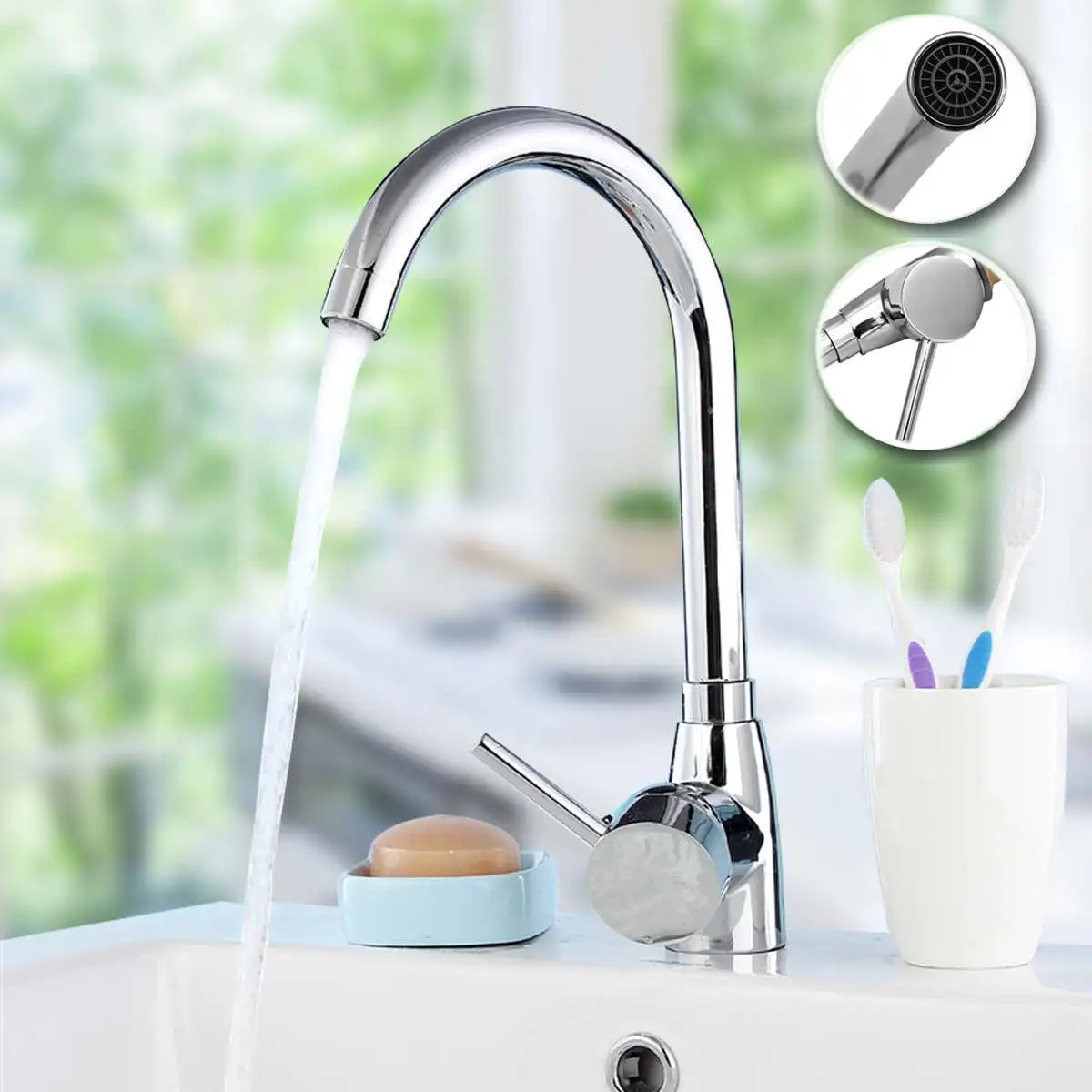 Solid Brass Chrome Kitchen Basin Faucets Sink Mixer Tap Cold And Hot Water Single Handle Curved Tap 180Degree Rotatable Spout
Solid Brass Chrome Kitchen Basin Faucets Sink Mixer Tap Cold And Hot Water Single Handle Curved Tap 180Degree Rotatable Spout