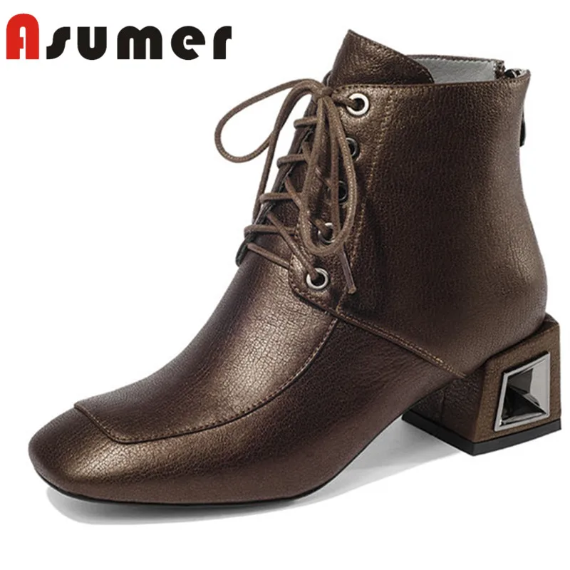 ASUMER HOT SALE 2020 fashion square toe ankle boots for women thick heels winter boots simple zip adult genuine leather boots
ASUMER HOT SALE 2020 fashion square toe ankle boots for women thick heels winter boots simple zip adult genuine leather boots