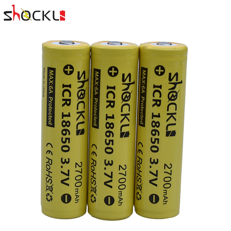 Защищенная батарея 18650 Shockli 3 7 V 2700mAh литий-ионная аккумуляторная с защитой PCB для