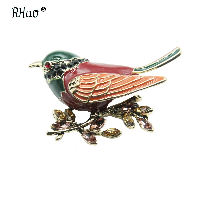 RHao New Cute Green Head Bird Brooches Multi Color Enamel animal pins Crystal Magpie brooch pins Women Men Suit Corsage badges
RHao New Cute Green Head Bird Brooches Multi Color Enamel animal pins Crystal Magpie brooch pins Women Men Suit Corsage badges