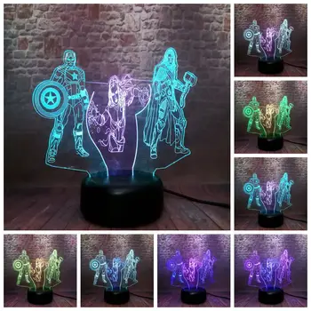 Marvel Thor Captain America Figure 3D Illusion Nightlight LED 7 Colors Mixed Light Avengers SuperHero Captain Marvel Figuras Toy
Marvel Thor Captain America Figure 3D Illusion Nightlight LED 7 Colors Mixed Light Avengers SuperHero Captain Marvel Figuras Toy