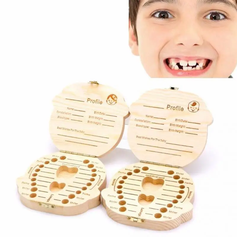 Деревянная детская коробочка для молочных зубов Детские сувениры коллекция из