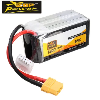 

High Quality Rechargeable Lipo Battery 2 PCS ZOP Power 14.8V 1800mAh 65C 4S Lipo Battery XT60 Plug For RC Parts