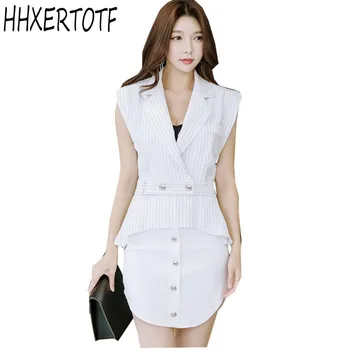 Women's 2019 Summer OL Formal 2-piece Suits Notched Neck Striped Shirts Top + Buttons Patchwork Skirt Work Wear Set
Women's 2019 Summer OL Formal 2-piece Suits Notched Neck Striped Shirts Top + Buttons Patchwork Skirt Work Wear Set