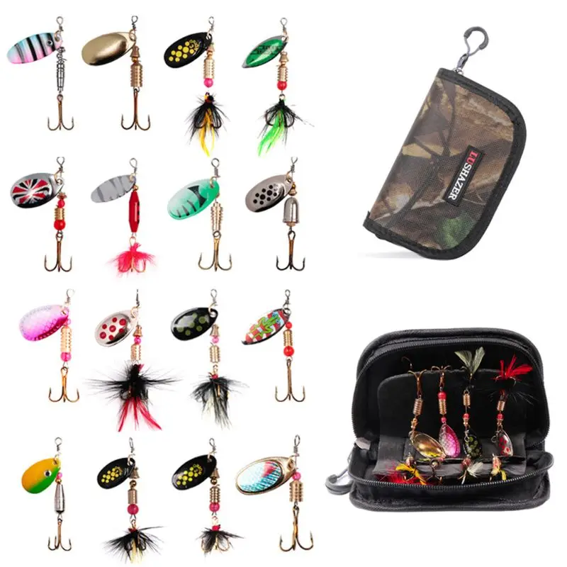 16 Pcs/set Spinning Hooks Fishing Bait Metal Jig Rotating Metal Sequins Equipment Bag Freshwater Fish Fake Bionic Baits
16 Pcs/set Spinning Hooks Fishing Bait Metal Jig Rotating Metal Sequins Equipment Bag Freshwater Fish Fake Bionic Baits