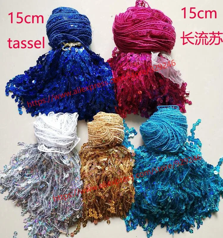 6yards/lot 15CM Width Stage Clothes Accessory polyester tassel fringe rose blue sapphire gold silver laser Sequins Trimming Lace
6yards/lot 15CM Width Stage Clothes Accessory polyester tassel fringe rose blue sapphire gold silver laser Sequins Trimming Lace