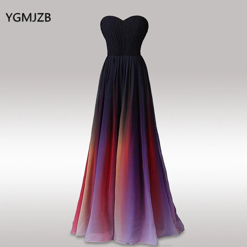 Gradient Color Long Evening Dress A line Strapless Sweetheart Chiffon Floor Length Formal Prom Party Gown Robe De Soiree
Gradient Color Long Evening Dress A line Strapless Sweetheart Chiffon Floor Length Formal Prom Party Gown Robe De Soiree