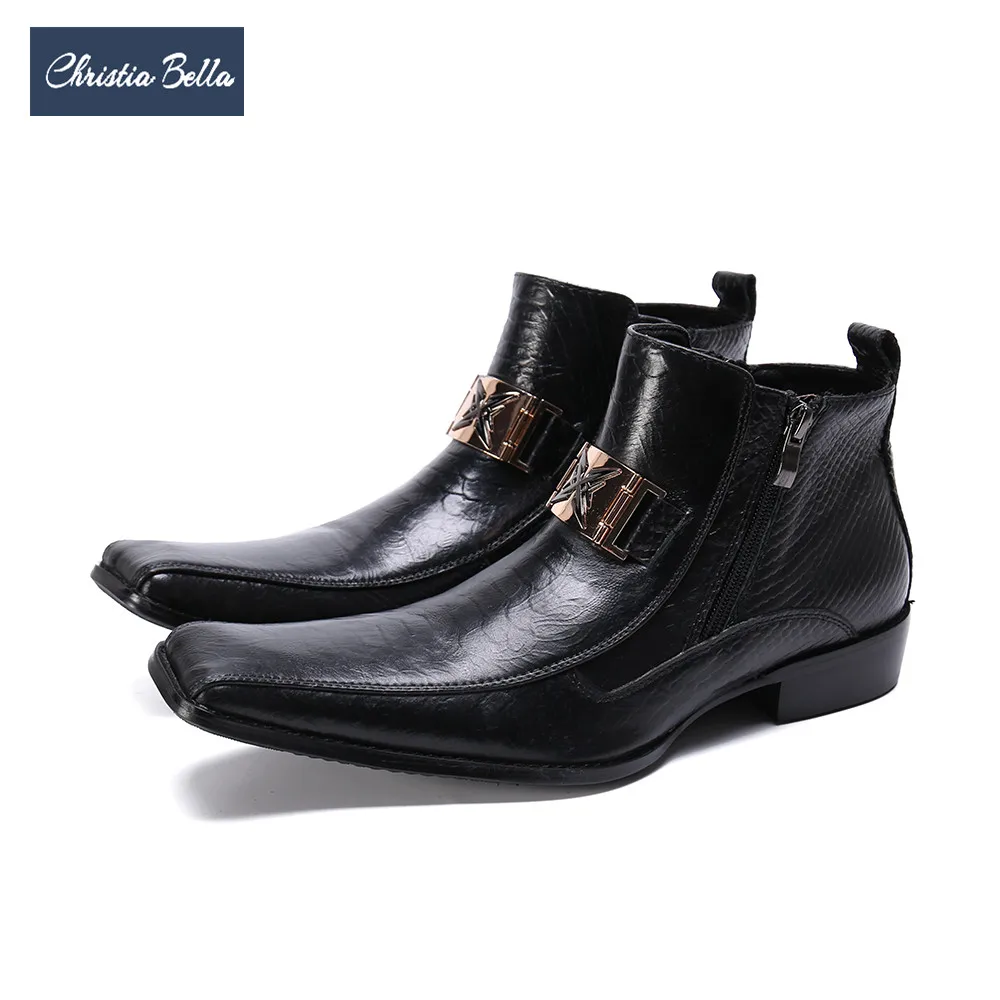 Christia Bella New Fashion Business Men Boots Black Genuine Leather Men Ankle Boots Square Toe Dress Shoes Zipper Party Boots
Christia Bella New Fashion Business Men Boots Black Genuine Leather Men Ankle Boots Square Toe Dress Shoes Zipper Party Boots