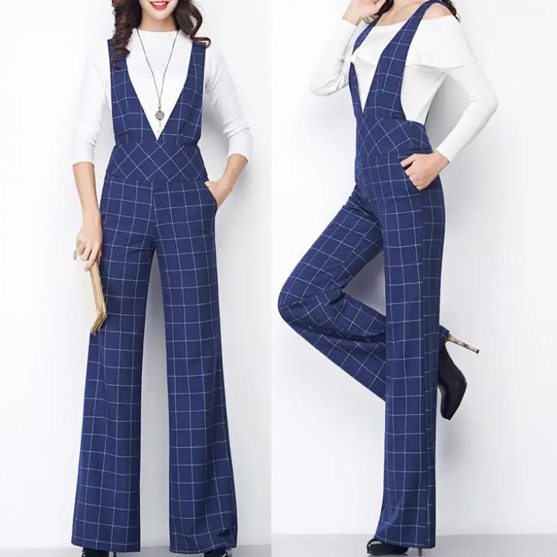 Spring Fall Office Lady Womens Plaid Slim Wide Leg Jumpsuits , Female 3XL Rompers , Autumn Summer Elegant Women 2017 Overalls
Spring Fall Office Lady Womens Plaid Slim Wide Leg Jumpsuits , Female 3XL Rompers , Autumn Summer Elegant Women 2017 Overalls