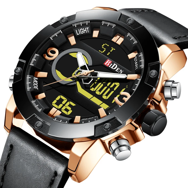 BIDEN Mens Watches Digital Waterproof Chronograph Sport Military Top Brand Luxury Genuine Leather Quartz LED Men Watch Gift
BIDEN Mens Watches Digital Waterproof Chronograph Sport Military Top Brand Luxury Genuine Leather Quartz LED Men Watch Gift