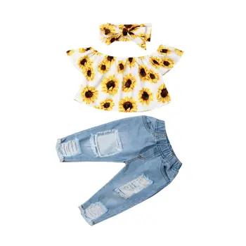 Toddler Kids Floral Sunsuit Clothes Set Baby Girl Off Shoulder Shirt Tops+ Jeans Pants 3PCS Children Outfits Clothing Sets 0-4Y
Toddler Kids Floral Sunsuit Clothes Set Baby Girl Off Shoulder Shirt Tops+ Jeans Pants 3PCS Children Outfits Clothing Sets 0-4Y