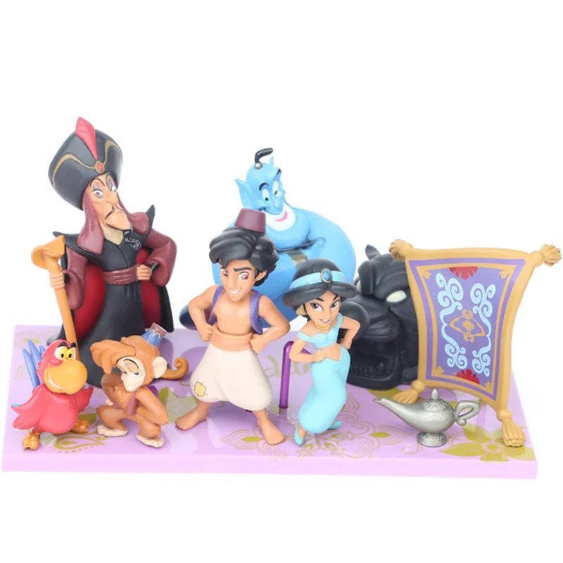 8 шт./компл. Disney Aladdin ПВХ Фигурки милый мультфильм принцесса кукла Жасмин Джинн Jafar