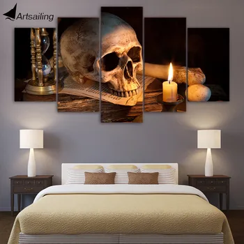 5 Piece Canvas Art Scary Skull Burning Candle HD Printed Wall Art Home Decor Canvas Painting Picture Halloween wall decoration 
5 Piece Canvas Art Scary Skull Burning Candle HD Printed Wall Art Home Decor Canvas Painting Picture Halloween wall decoration