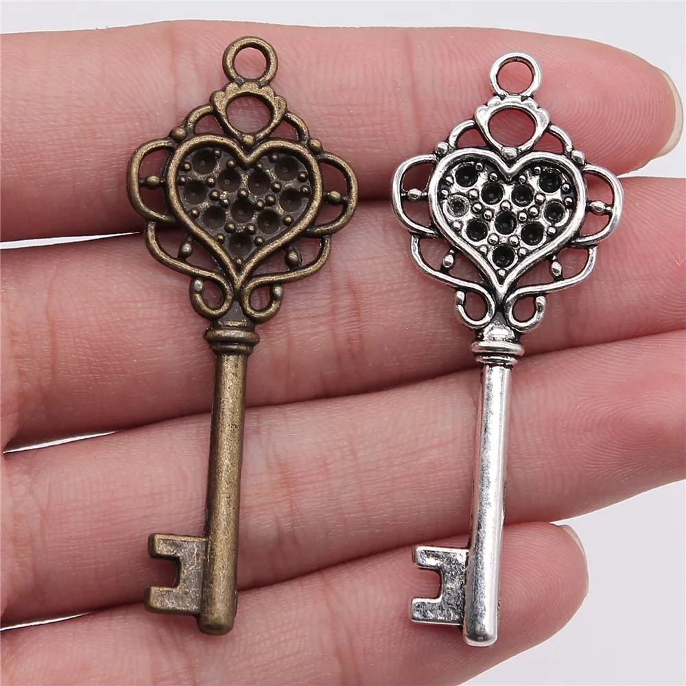 WYSIWYG 5pcs Charms Vintage Key Heart Key Retro Key Antique Silver Antique Bronze Color 55x21mm Metal Jewelry Accessories
WYSIWYG 5pcs Charms Vintage Key Heart Key Retro Key Antique Silver Antique Bronze Color 55x21mm Metal Jewelry Accessories