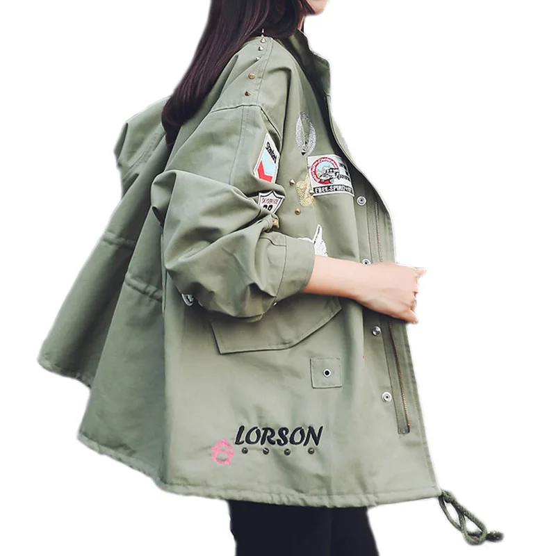 Autumn Winter Women's Military Jacket Drawstring Windbreaker Coat Army Green Embroidery Casacos Jaqueta Feminina Chaquetas Mujer
Autumn Winter Women's Military Jacket Drawstring Windbreaker Coat Army Green Embroidery Casacos Jaqueta Feminina Chaquetas Mujer