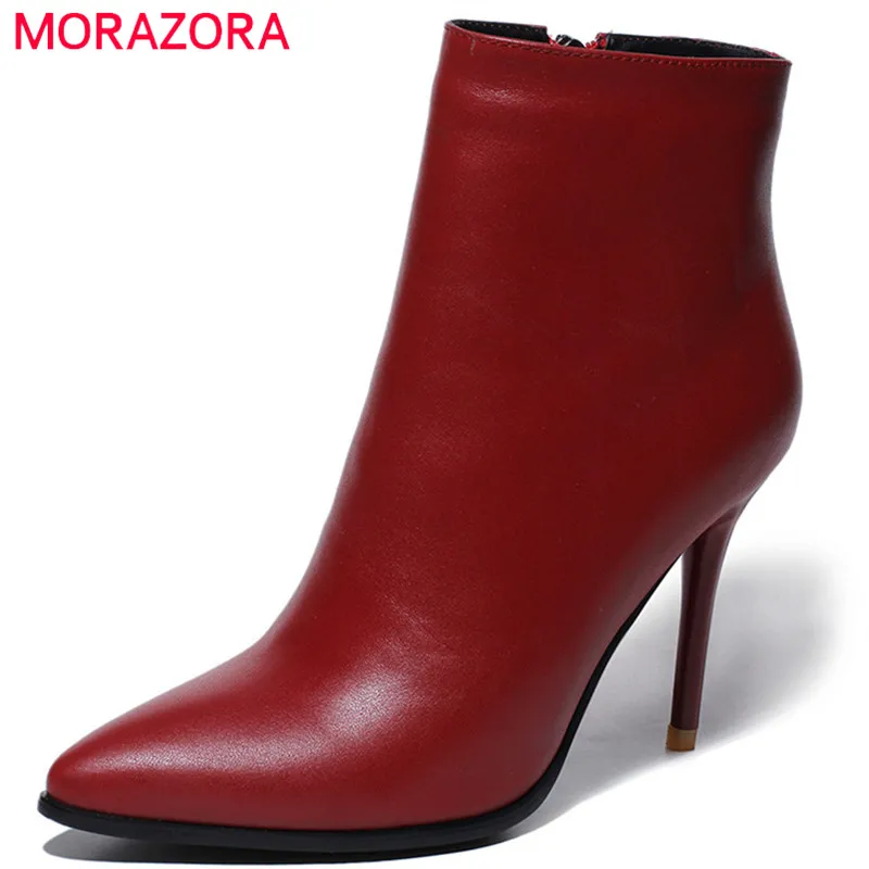 MORAZORA Cow leather shoes woman top quality womens boots fashion sexy lady ankle boots thin heels shoes party zipper
MORAZORA Cow leather shoes woman top quality womens boots fashion sexy lady ankle boots thin heels shoes party zipper
