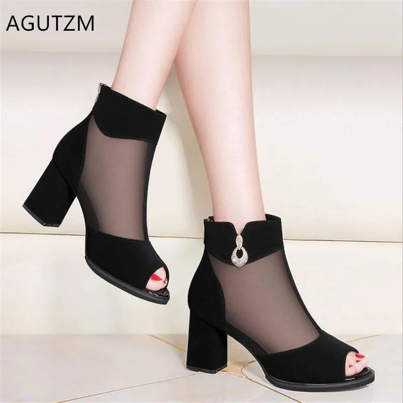 AGUTZM 2019 summer fashion sexy Women's shoes Wild Open Toe Buckle Mesh High Heels pumps Fish Mouth woman Sandals mujer Q960 
AGUTZM 2019 summer fashion sexy Women's shoes Wild Open Toe Buckle Mesh High Heels pumps Fish Mouth woman Sandals mujer Q960