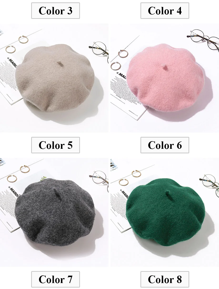 100% Pure Wool Fashion Beret Hat Women Felt Beret British Style Girls Beret Hat Lady Solid Color Slouchy Winter Hats Female 100% Pure Wool Fashion Beret Hat Women Felt Beret British Style Girls Beret Hat Lady Solid Color Slouchy Winter Hats Female