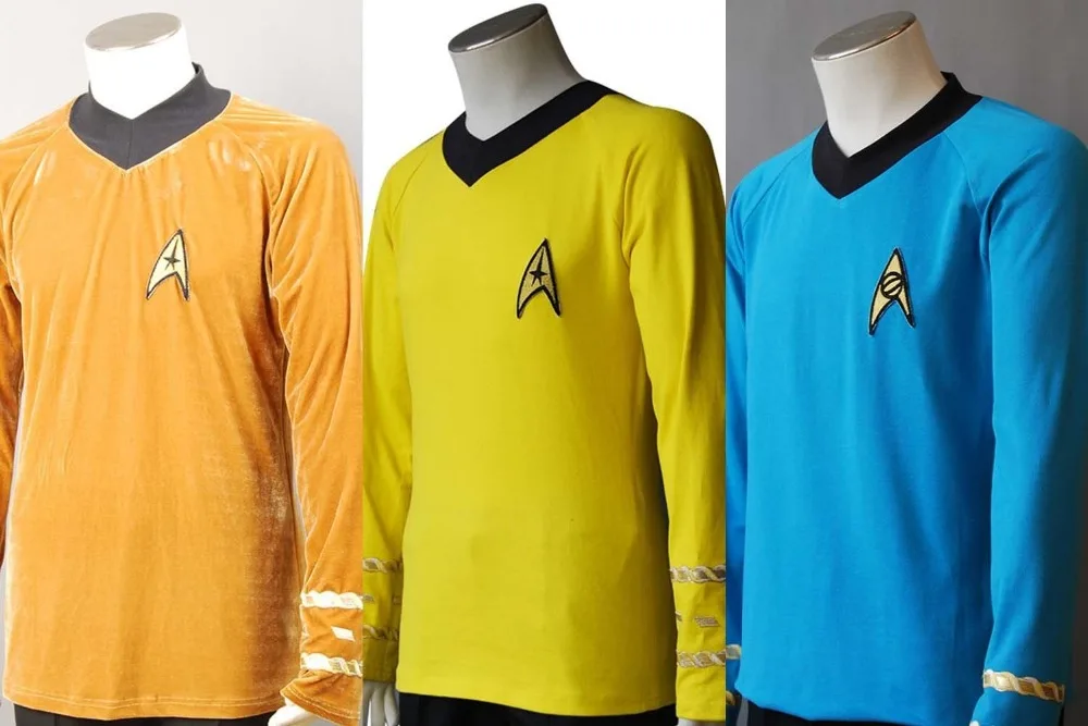 Star Trek TOS Captain Kirk Spock Cosplay Costume Blue Gold Yellow T Shirt Outfit Uniform XS-XXXL
Star Trek TOS Captain Kirk Spock Cosplay Costume Blue Gold Yellow T Shirt Outfit Uniform XS-XXXL