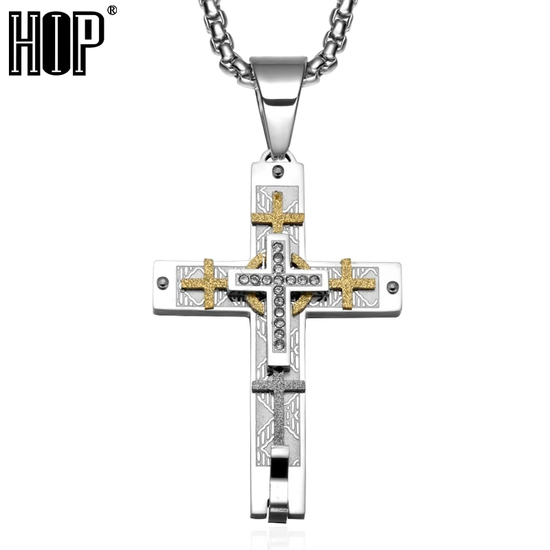HIP Multiple Jerusalem Cross Necklace CZ Stone Pave Two Tone Stainless Steel Cross Necklaces Pendants for Men Women Jewelry
HIP Multiple Jerusalem Cross Necklace CZ Stone Pave Two Tone Stainless Steel Cross Necklaces Pendants for Men Women Jewelry