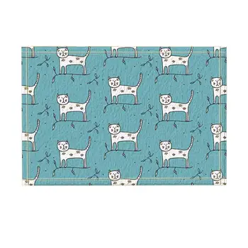 Bed and Bathroom Carpet Kitchen Mats For Floor Cat Lover Decor, Cartoon Cat on Leaves in Turquoise Bath Rugs, Non-Slip Doormat
Bed and Bathroom Carpet Kitchen Mats For Floor Cat Lover Decor, Cartoon Cat on Leaves in Turquoise Bath Rugs, Non-Slip Doormat