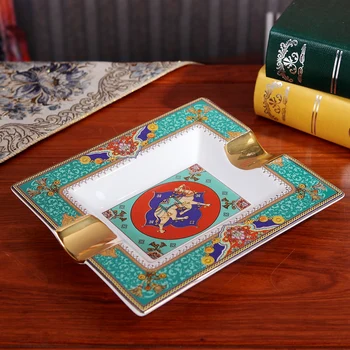 High-end Emerald gold Gadgets European Pattern Two Holder Ceramic Cigar Ashtray W/ Original Gift Box
High-end Emerald gold Gadgets European Pattern Two Holder Ceramic Cigar Ashtray W/ Original Gift Box