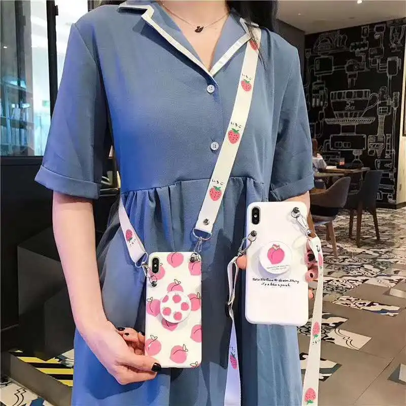 For iphone XS max XR X Cute Fruits Case, Cartoon Peach Soft back phone Cover for iphone 8plus 7plus 6P 6S + stander+ long Strap
For iphone XS max XR X Cute Fruits Case, Cartoon Peach Soft back phone Cover for iphone 8plus 7plus 6P 6S + stander+ long Strap